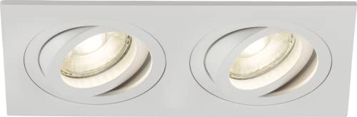Knightsbridge Downlight, Aluminium, White, Twin