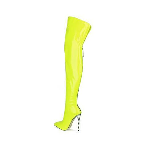 Image of Thigh high boots for women striped Back zipper Burgundy Zebra Print Over the knee Sexy gold white pointed toe Cow Print leopard Magenta stiletto heel