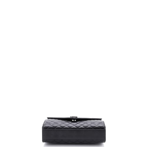 Saint Laurent, Pre-Loved Classic Monogram Envelope Satchel Mixed Matelasse Leather Medium, Black4