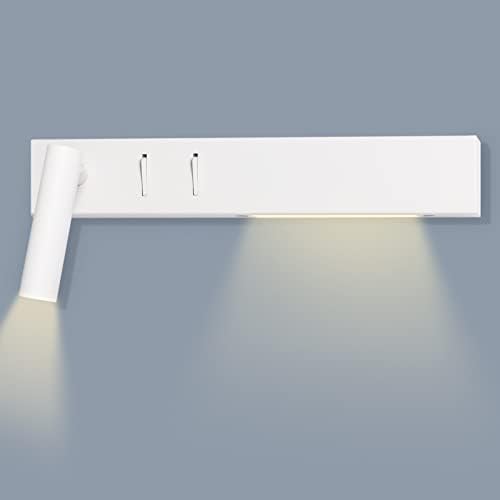 LED Wall Light 3W Bedside Adjustable Reading Spot Light, 6W Wall Mounted Lighting Fixture, Neutral White 4000K Modern Sconce Lights with Double Switches for Bedroom Living Room, White Steel Lamp Body