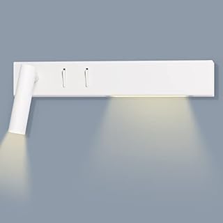 LED Wall Light 3W Bedside Adjustable Reading Spot Light, 6W Wall Mounted Lighting Fixture, Neutral White 4000K Modern Sconce Lights with Double Switches for Bedroom Living Room, White Steel Lamp Body