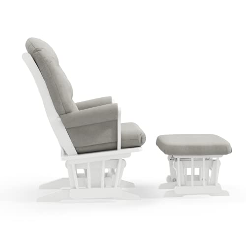 Dutailier Adele 0337 Glider Chair And Ottoman, White/Light Grey #TOP3