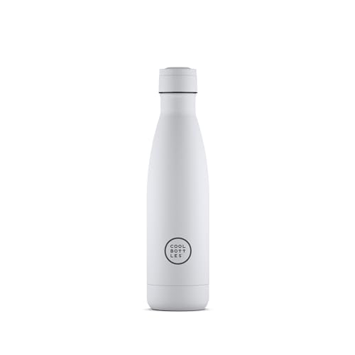 Cool Bottles - Botella de Agua de Acero Inoxidable - 500 ml - Mono White - 26,5 x 7 cm - Botella Térmica Hermética - Bebidas Frías 36 Horas y Calientes 18 Horas - Triple-Cool Technology - Libre de BPA