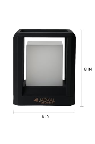 Image of JACKAL Black Cubical Gate Light | Outdoor Garden Light | LED Lamp | Waterproof Pillar Light | Garden Floor Lamp | LED Light for Floor, Outdoor, Pathway (1, Small (6X8 INCH))