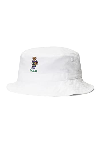 Polo Ralph Lauren Big Boys Polo Bear Cotton Twill Bucket Hat (W(3001)/N, One Size) White #TOP7
