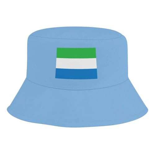Bucket Hat for Boys and Girls, Sierra Leone Flag Pattern Lightweight,Nylon Packable Bucket Hats,Fun Outdoor Vacation