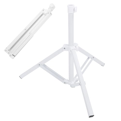 Beach Umbrella Stand Base Portable Foldable Sun Umbrella Stand White Triangular Iron Support Base for Patio Beach Garden Camping Fishing Outdoor Sunshade Stand