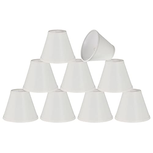 Aspen Creative 32674-9, Chandelier Hardback Parchment White Clip on Shade, 3" Top x 6" Bottom x 5" Slant, Set of 9 by Aspen Creative - Used condition - US$65.71