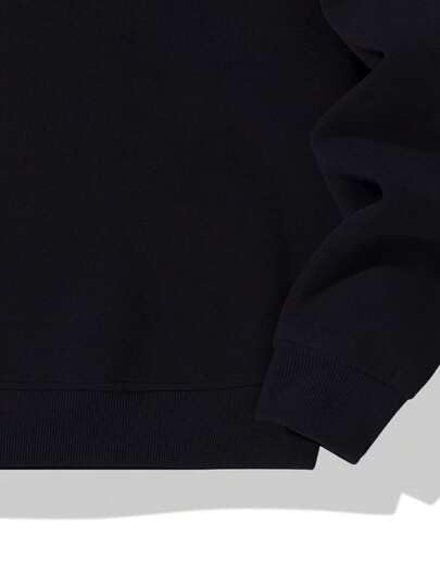 FN3 Men's Cotton Blend Half Zipper Solid Hoodie, Black, Relaxed Fit - Image 3