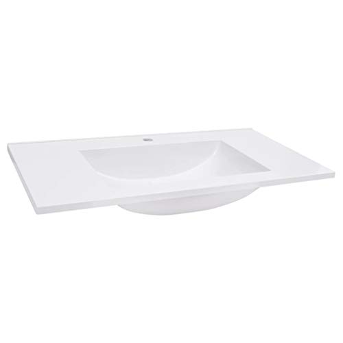 RXPX Lavabo à poser encastré en SMC, Montage par encastrement, pour Salle de Bain, 800 x 460 x 130 mm (l x P x H) blanc