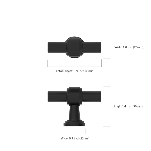 Image of 10 Pack 1 inch(25mm) Matte Black Cabinet Knobs for Cabinets and Drawers Kitchen Black Cabinet Hardware Dresser Knobs CK0081