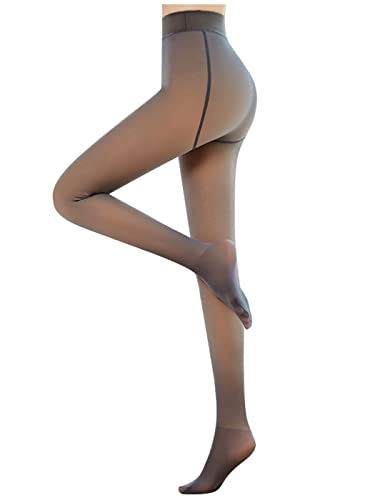 Image of GRAEEN Warm Lined Pantyhose Tights Women Thermal Plush Tights Black Footed Leggings Translucent Tight Stockings