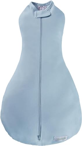 Image of Woombie Simply Baby Swaddling Blanket - Soothing Cotton Swaddle, Wearable Baby Blanket, Blue Moon, 0-3 Months
