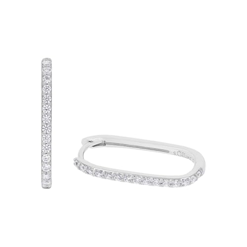 s.Oliver Creolen 925 Sterling Silber Damen Ohrschmuck, mit Zirkonia synth., 2,3 cm, Weiß, Kommt in Schmuck Geschenk Box, 2039700