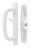 Veranda Sliding Glass Door Handle Set, White, Keyed, 3-15/16” Screw Holes, 1-3/4” Door Thickness