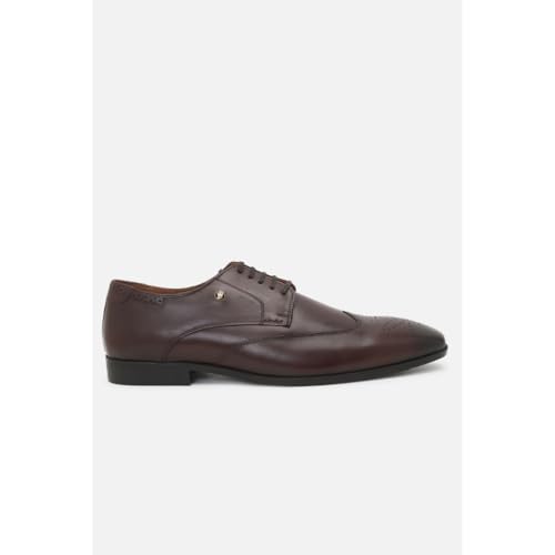 Image of Louis Philippe Men Premium Leather Breathable Lining Material Anti Slip with Heel TPR Sole Formal Derby Shoes