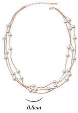 Crystalline Azuria Strand Necklace with Simulated White Pearls 18K White or Rose Gold Plated for Women - Image 4