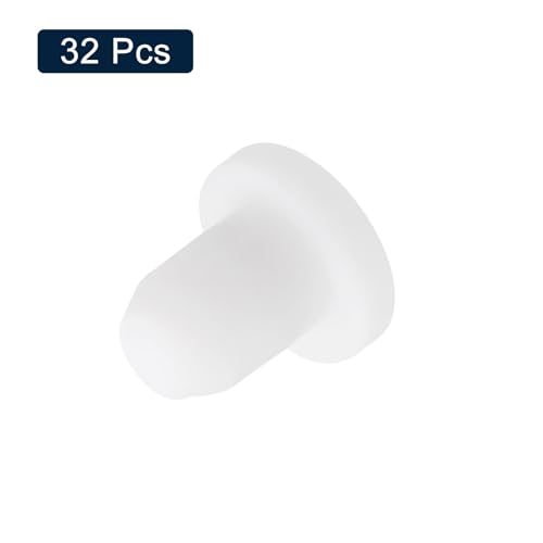 Image of uxcell 32 Pieces White Rubber Stopper, 6.3mm Plug Holes for 6mm /0.24 inch Hole