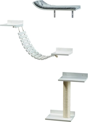 AniOne Wandliegeplatz für Katzen, 35x50 cm, Grau, Beobachtungsplatz mit weichem Kissen, Platzsparende Wandmontage