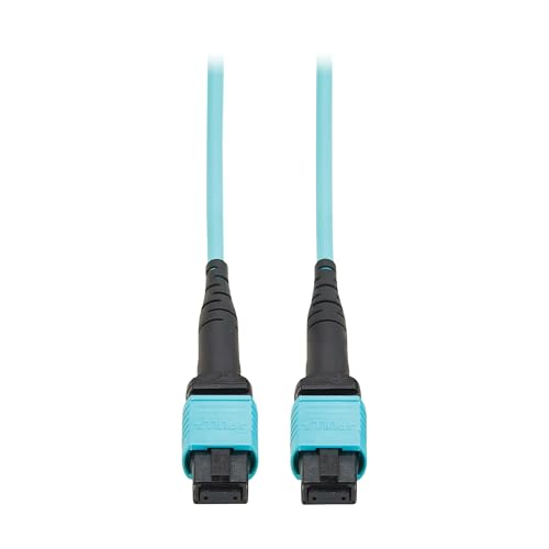 Image of Eaton Tripp Lite Series 1 Meter OM4 50 /125 Fiber Optic Cable, 100G Multimode (12F MPO /MPO-PC Female-to-Female) Type-A Polarity, OFNP Jacket, Aqua, TAA Compliant (N845A-01M-12TAA)