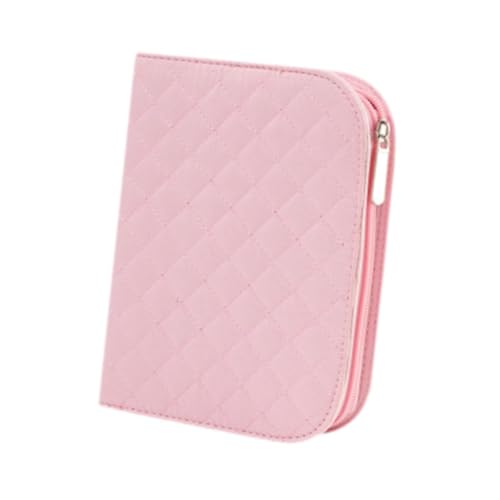 shamjina Estojo para agulhas de crochê com bolsos de tecido, organizador de costura com zíper duplo para acessórios de tricô, Rosa