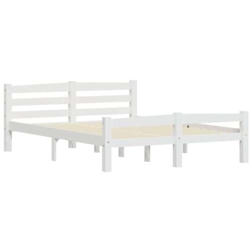 vidaXL Massivholzbett Doppelbett Bettgestell Bett Holzbett Bettrahmen Lattenrost Schlafzimmerbett Schlafzimmermöbel Weiß Kiefer 120x200cm