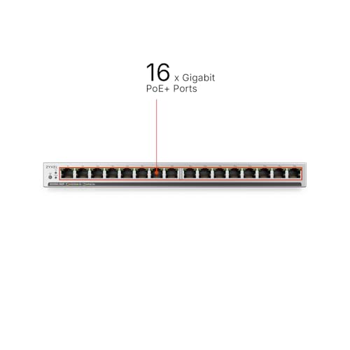 Image of Zyxel 16 Port Network Ethernet Switch | Unmanaged+ | PoE+ | GS1100-16EP