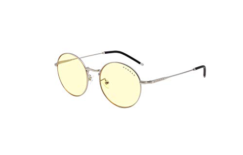 Gunnar Gaming and Computer Eyewear - Ellipse, Frame Colour: Silver, Amber Tint (Blocks 65% Blue Light & 100% UV Light) - Blue Light Blocking Glasses - Patented lens - Reduce eye strain & dryness