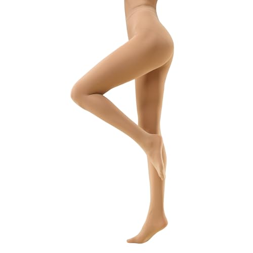 Image of MANZI Microfibre Tights for Women, Semi Opaque Solid Colored Footed Pantyhose 70 Denier