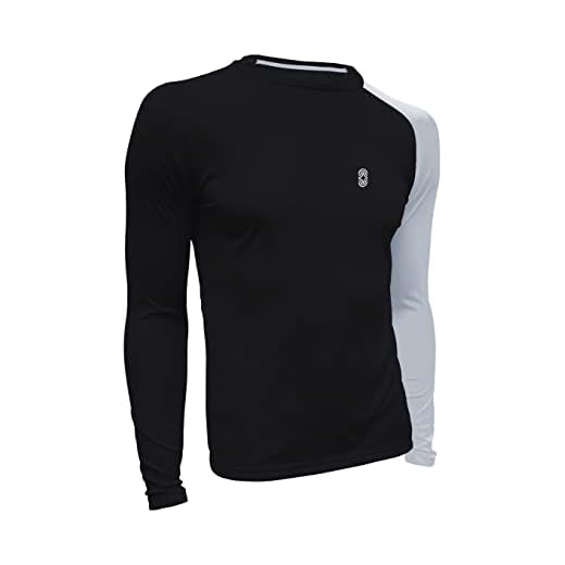 Camiseta Skube Com Proteção UV 50+ Dry Fit Segunda Pele Térmica Tecido Termodry Manga Longa - Preto e Branco - G