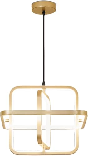 Lampes Suspendues Or Carrées Lustres Modernes Salle à Manger Bureau Luminaire LED 40W
