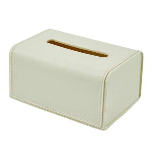 GIBZ Caja de Pañuelos Rectangular, Dispensador Pañuelos Decorativos de Piel Sintética, Caja de Pañuelos Faciales para Hogar y Oficina, Blanco