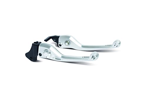 Image of TVS Motorcycle Brake Levers Set, Chrome Finish, Adjustable Reach, Silver, Set of 2