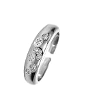 KONFEN Ringe Damen Verstellbarer Öffnungsring aus Hochwertiger, Mond Stern Ring mit Zirkonia, wasserfester modische Minimalistischer Schmuck, Silber