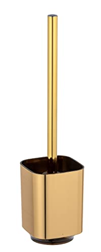 WENKO Ensemble WC Auron Gold, porte-brosse haut de gamme en matière plastique de qualité supérieure avec surface brillante changeante au fini or, brosse WC hygiénique, 9 x 38,5 x 9 cm