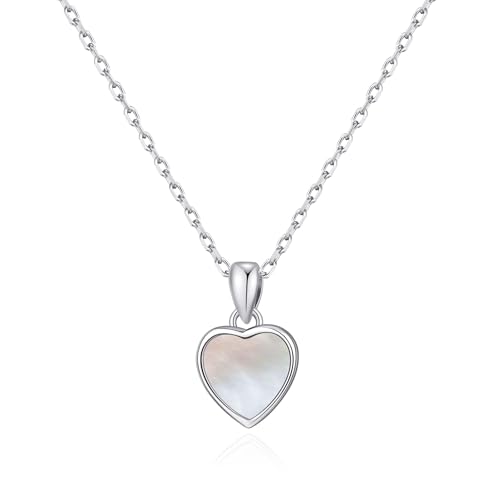 Philip Jones Mother of Pearl Gemstone Heart Necklace