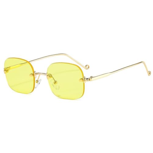 Lunettes de soleil carrées sans monture rétro pour hommes et femmes style vintage