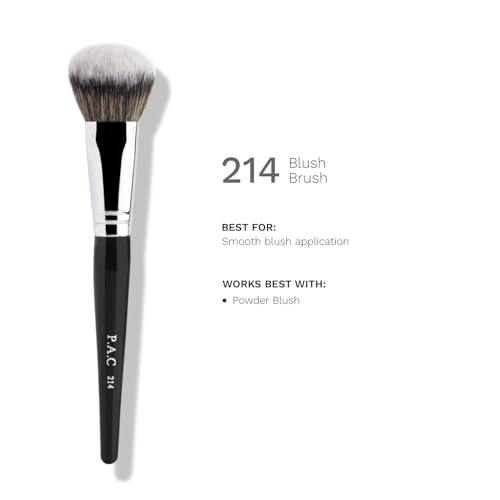 PAC Blush Brush 214 | Synthetic Bristle Makeup brush | Blending Brush for Setting Powder Formulation | Medium Coverage Application | Black - 1 Brush