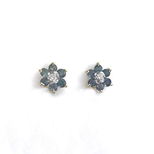 Solid 14k Two Tone Gold 1.6 ctw Natural Color Change Alexandrite & Diamond Flower Stud Earrings for Women 11 mm - Handmade in USA - June Birthstone (white-gold)