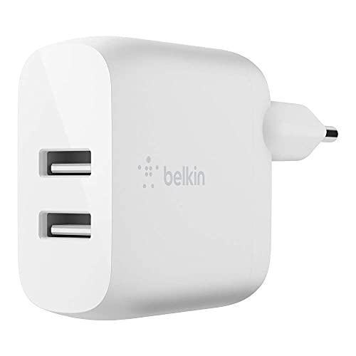 Cargador de pared doble USB-A Belkin de 24W con cable universal para móviles 2