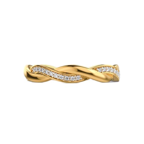 Bague demi éternité moissanite argent 925 plaqué or ronde de luxe