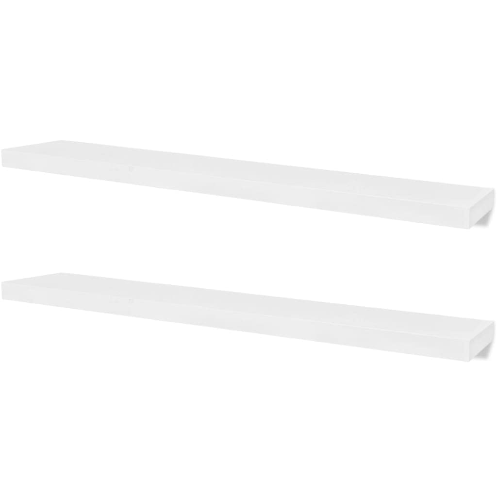 vidaXL 2 estanterías suspendidas de Tablero MDF Blanco para Libros/DVDs