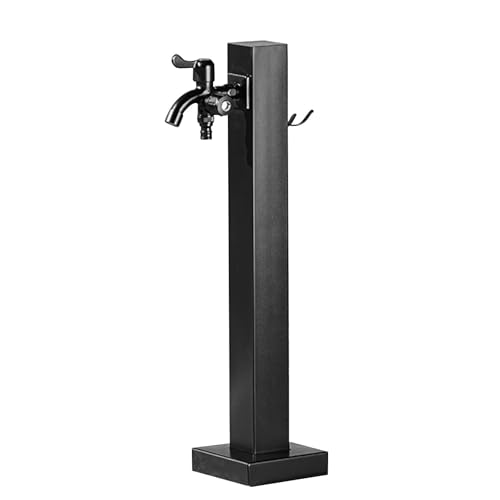 Colonne d'eau de jardin en acier inoxydable autoportante avec fontaine décorative de 60 cm de haut, idéal pour l'arrosage et la décoration de jardin (noir)