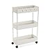 Versa Skuvoy Meuble de Salle de Bain d'appoint avec 3 étagères et roulettes Dimensions (l x L x P) 63,5 x 18 x 40 cm, PVC Blanc