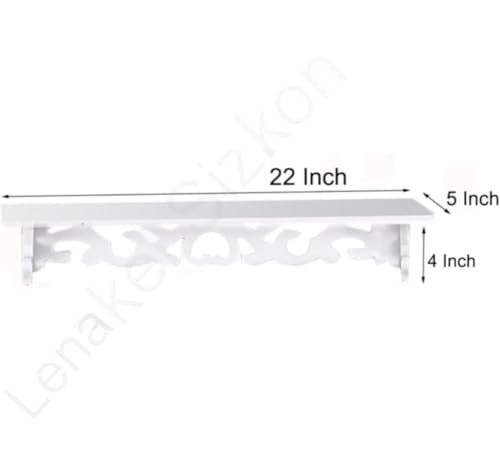 Image of Beautiful Wooden Shabby Chic Style Floating Wall Shelves | Bookshelf | Wall Mounted Decorative Display Shelf |Wall Brackets for Living Room (Set of 1 (Black))