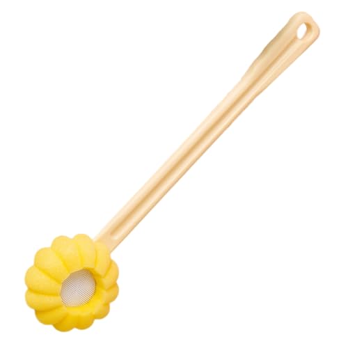 PRETYZOOM Cepillo de Ducha con Mango de Silicona y Esponja Amarilla Exfoliante Corporal Duradero para Mujer Depurador de Espalda Suave para Limpieza Profunda Ducha
