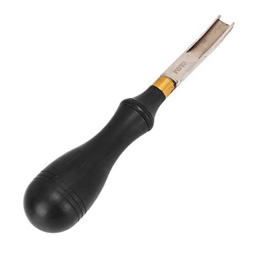 Ferramenta profissional de chanfro de couro com cabo de madeira de ébano para artesanato em couro (8