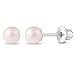925 Sterling Silver Pink Simulated Pearl Screw Back Baby Girl Kids Earrings