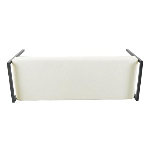 Image of HomePop Modern Metal Bench|Bench for Living Room & Bedroom | Decorative Home Furniture - Cream Sherpa