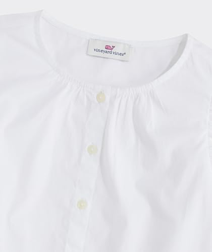 vineyard vines Girls' Poplin Ruffle Button Down Top3